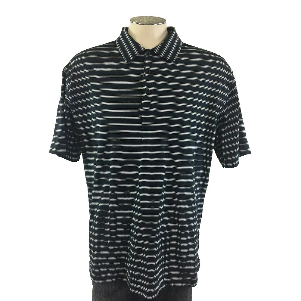 Nike Golf Fit Dry Polo Shirt‎ XL Blue White Stripe Short Sleeve Mens
